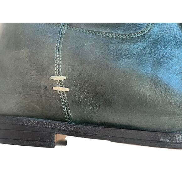 Girotti Hidden Wedge Ankle Bootie Loden Green Black Fringe Tassel 40 EU / 9.5 US - Picture 7 of 11